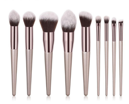 Wooden handle champagne gold makeup brush foundation makeup kit