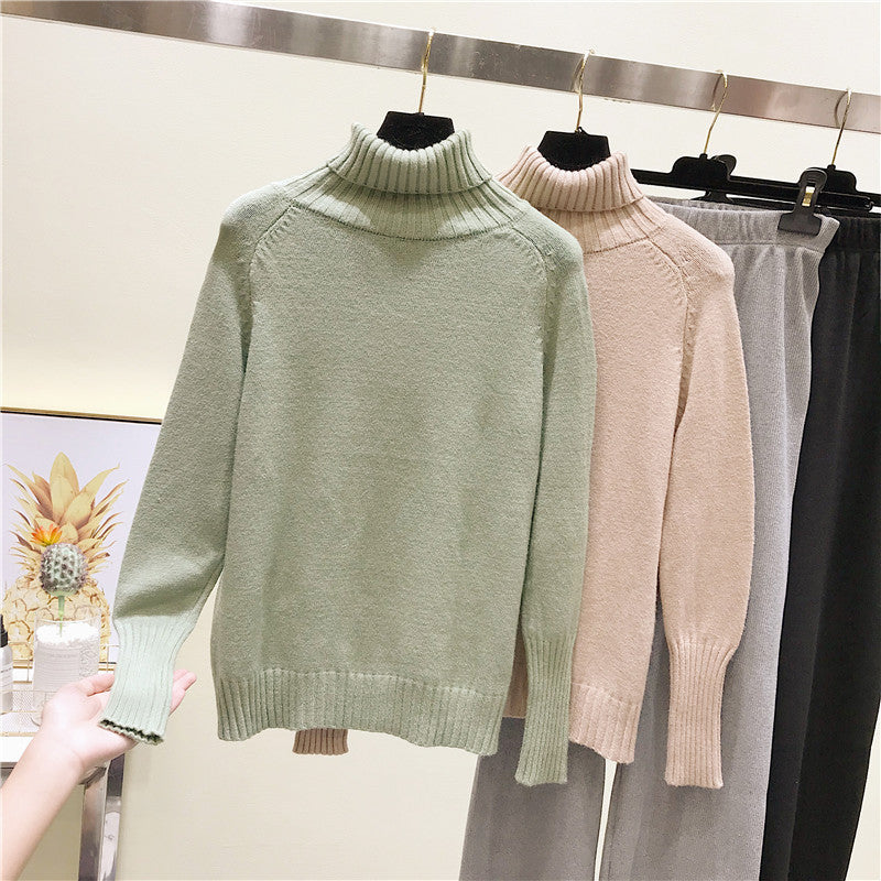 Slim-fit Knit Sweater Women Loose Long-sleeved Pullover Turtleneck Base Sweater