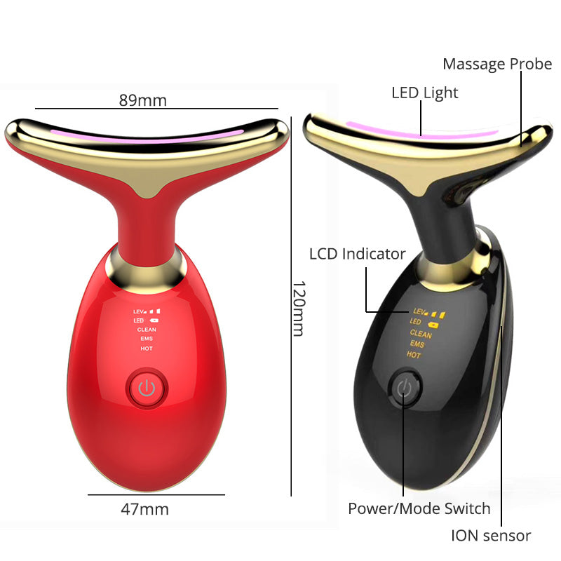 EMS Thermal Neck Lifting And Tighten Massager Electric Microcurrent Wrinkle Remover LED Photon Face Beauty Device