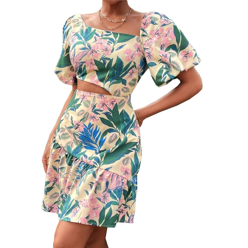 New European And American Women's Plus Size Floral Dress