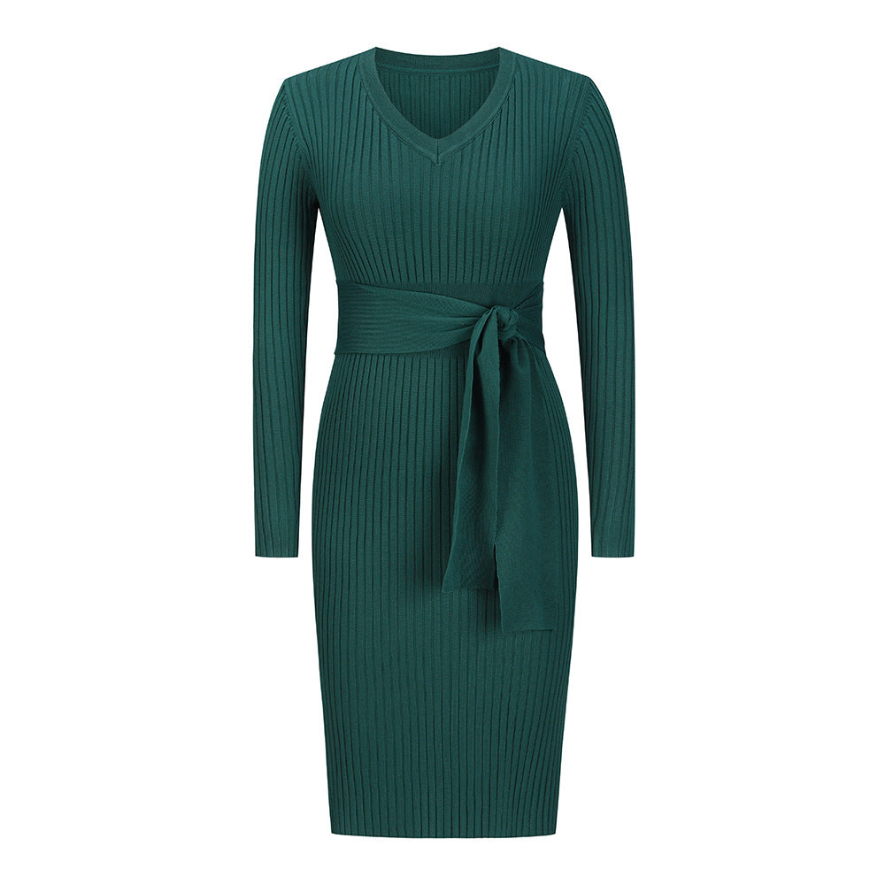 Women's New Style Long Sleeve V-Neck Slim Dress