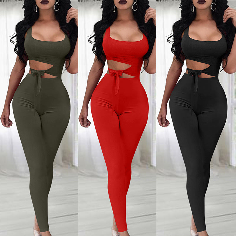 Ladies sleeveless cutout jumpsuit