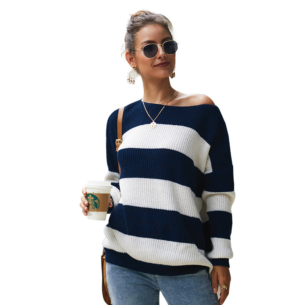 Women's Sexy Striped Sweater Top Original Design Sweater Women