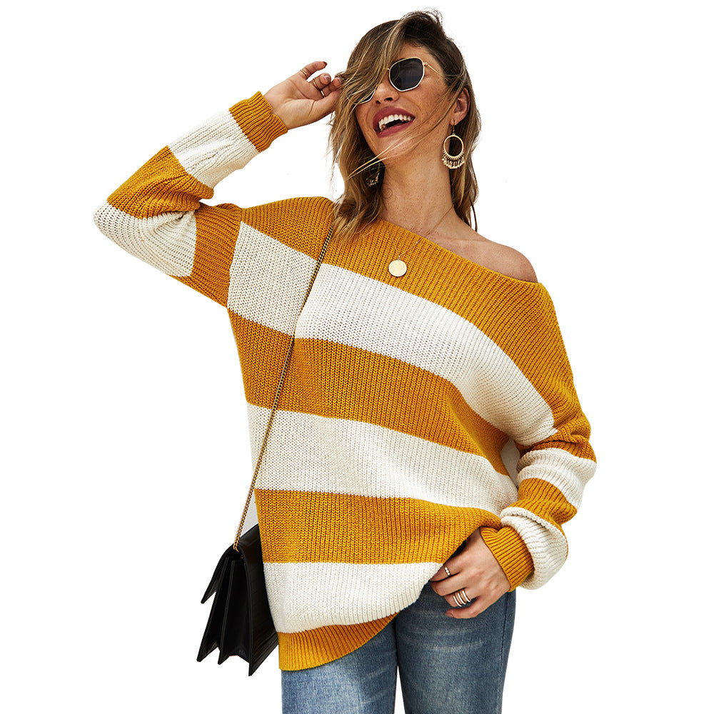 Women's Sexy Striped Sweater Top Original Design Sweater Women