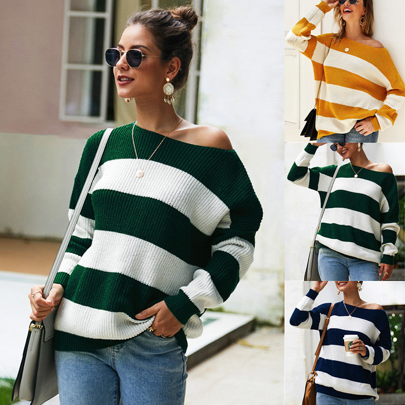 Women's Sexy Striped Sweater Top Original Design Sweater Women