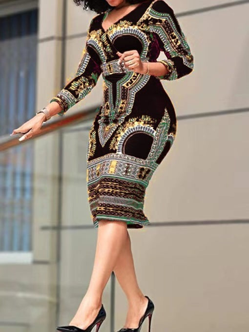 Hot Selling European And American Sexy Fashion Digital Print Dress