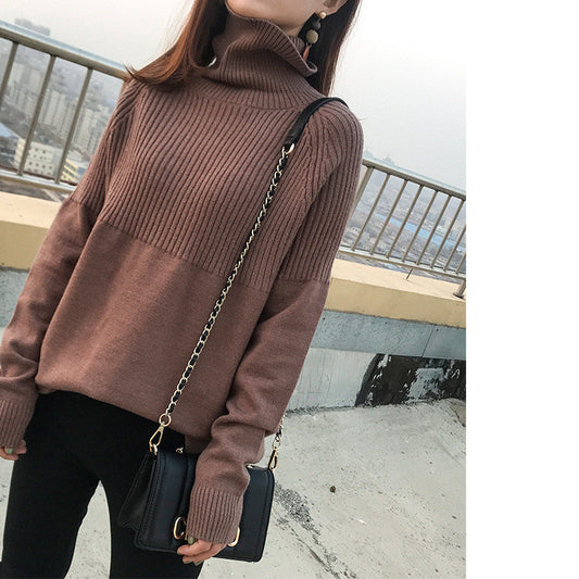 Woolen Sweater Women High Neck Loose Pullover Sweater