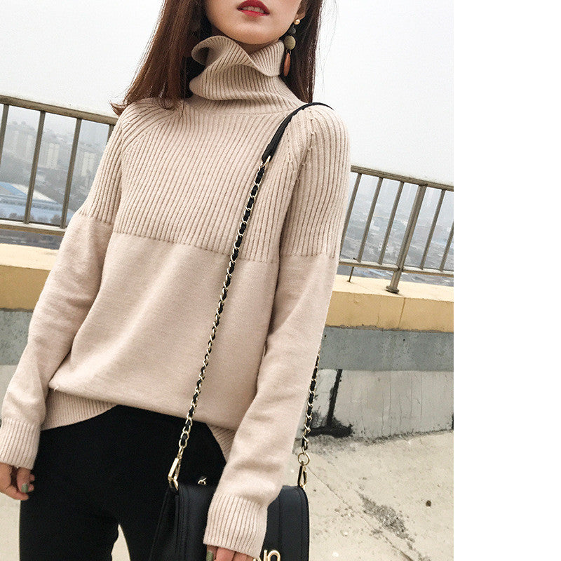 Woolen Sweater Women High Neck Loose Pullover Sweater