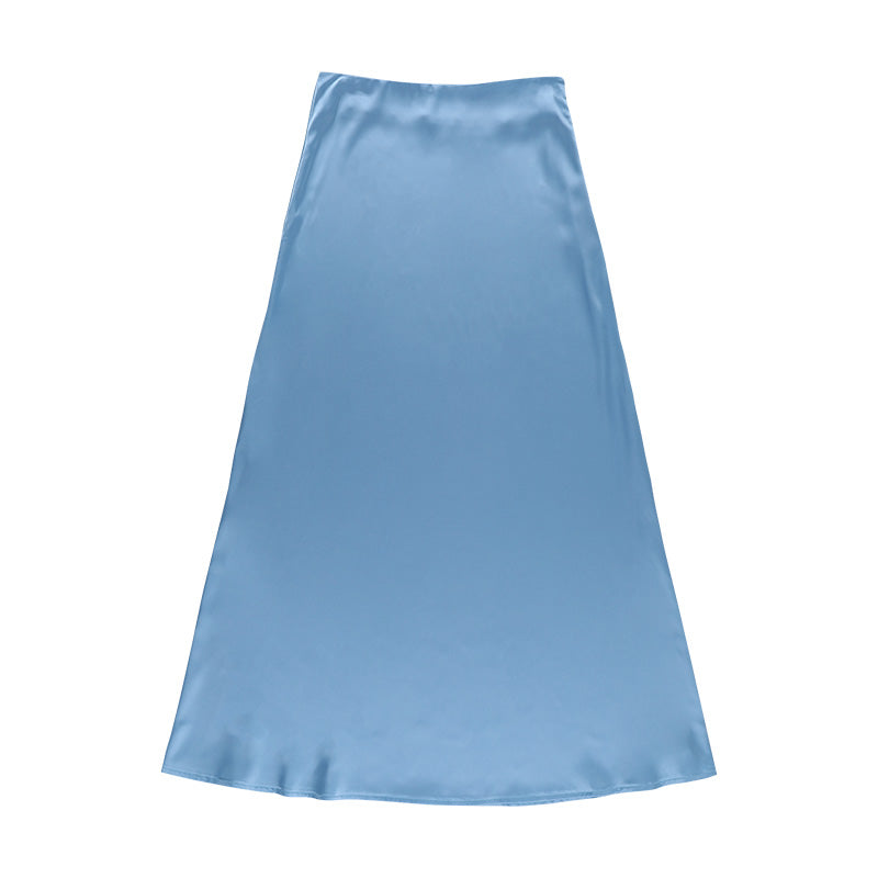 High Waist Satin Long Skirt Female European And American Fashion Drape Slim