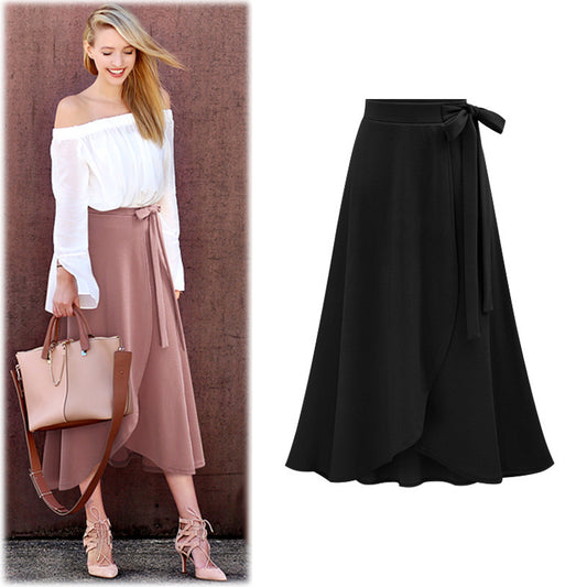 Half Length Skirt Women Autumn New High Waist Irregular Skirt