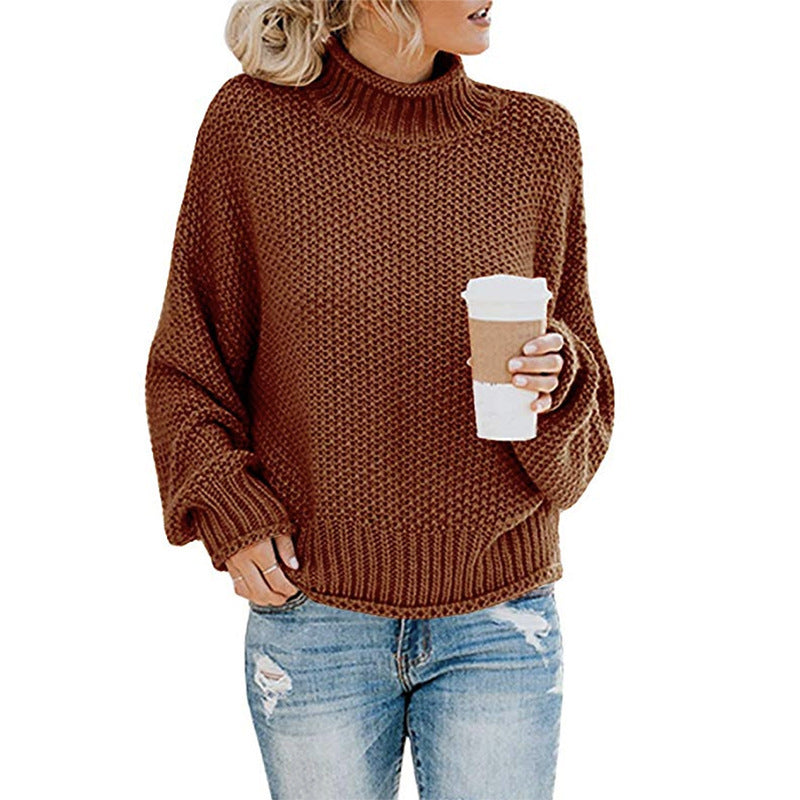 Turtleneck knitted sweater women