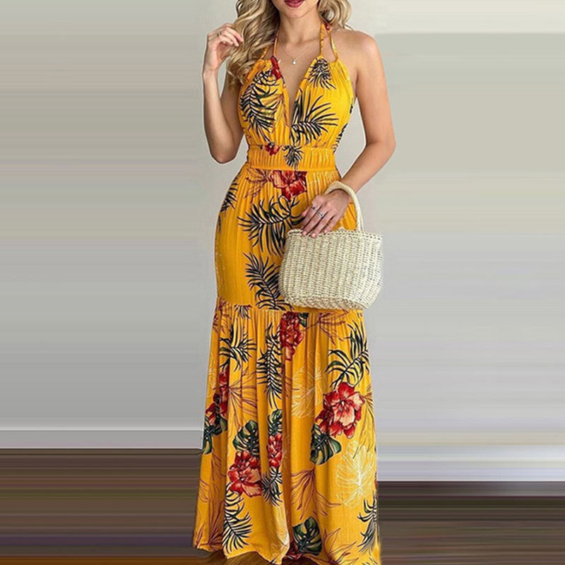 European And American Print Long Skirt Dress