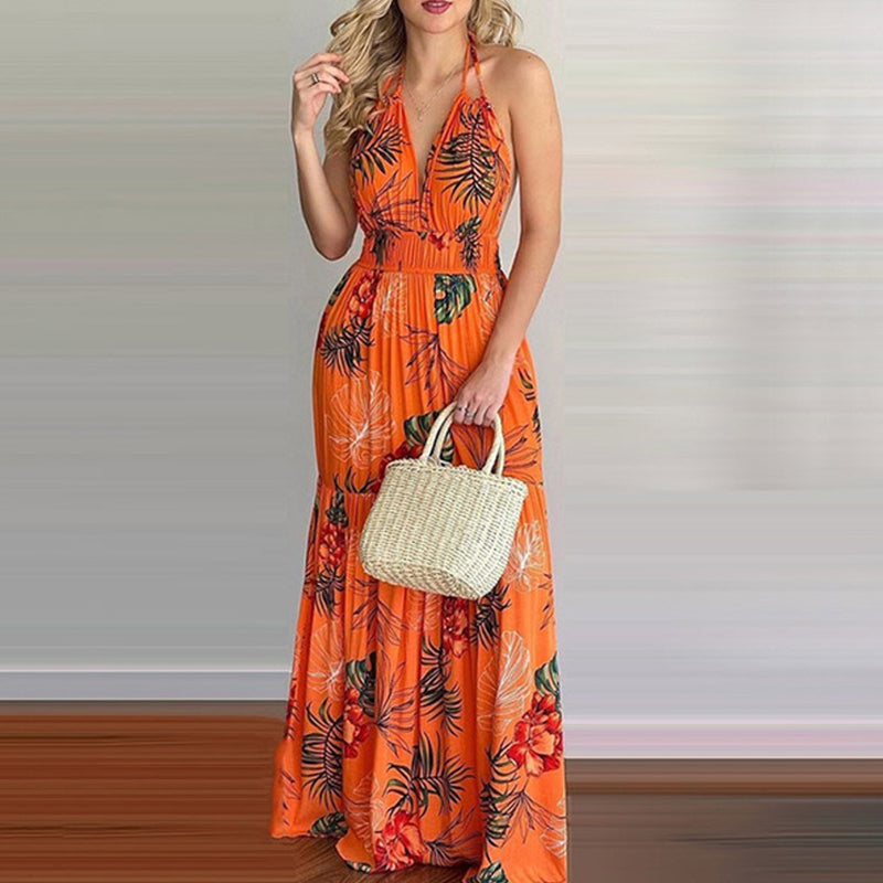 European And American Print Long Skirt Dress