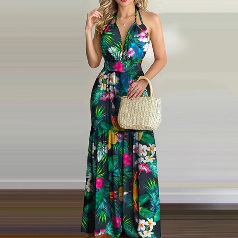 European And American Print Long Skirt Dress