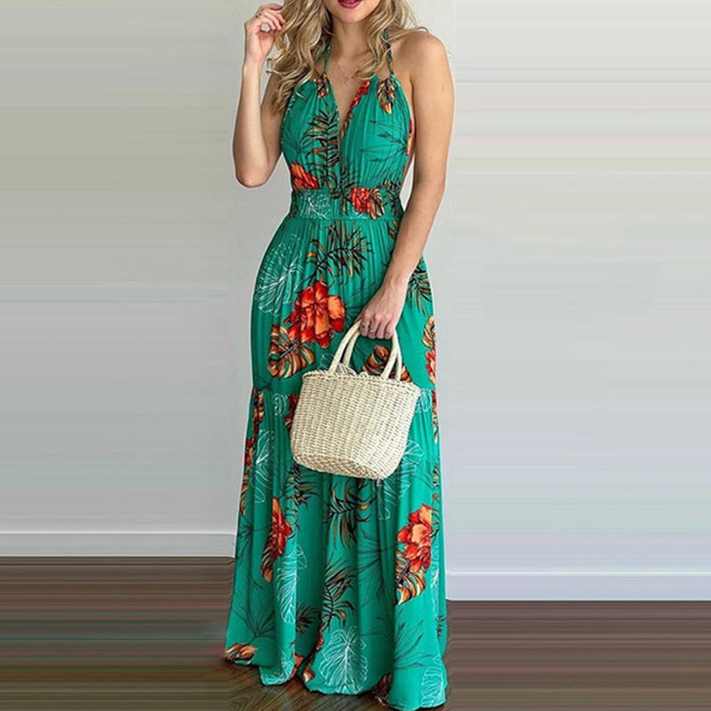 European And American Print Long Skirt Dress