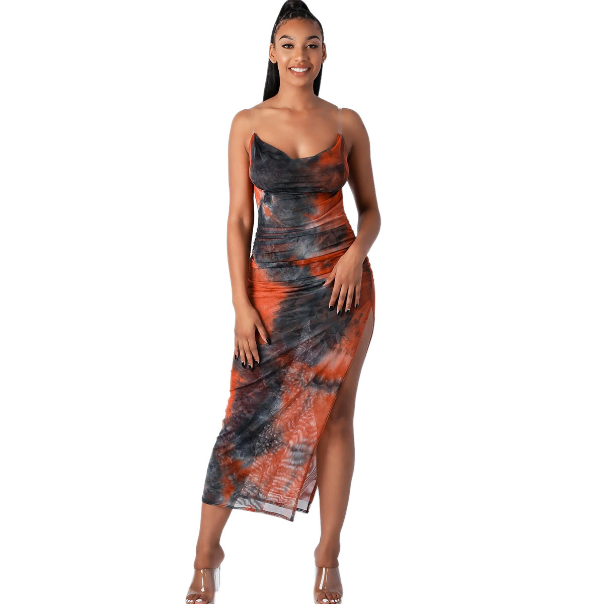 European And American Women's Strapless Tie-dye Dress