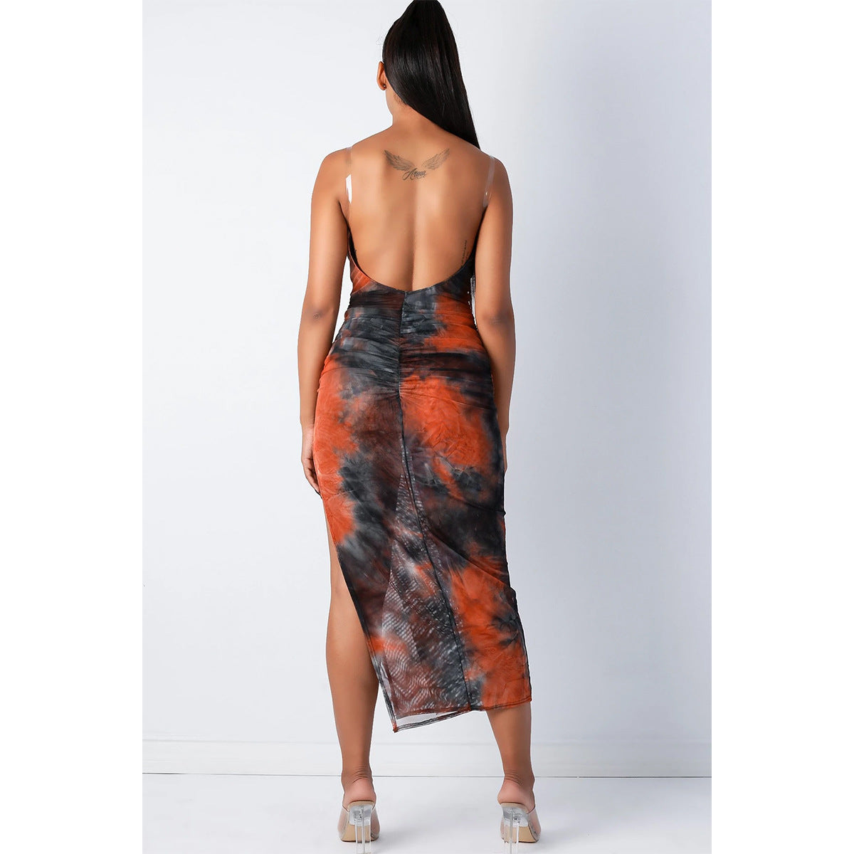 European And American Women's Strapless Tie-dye Dress