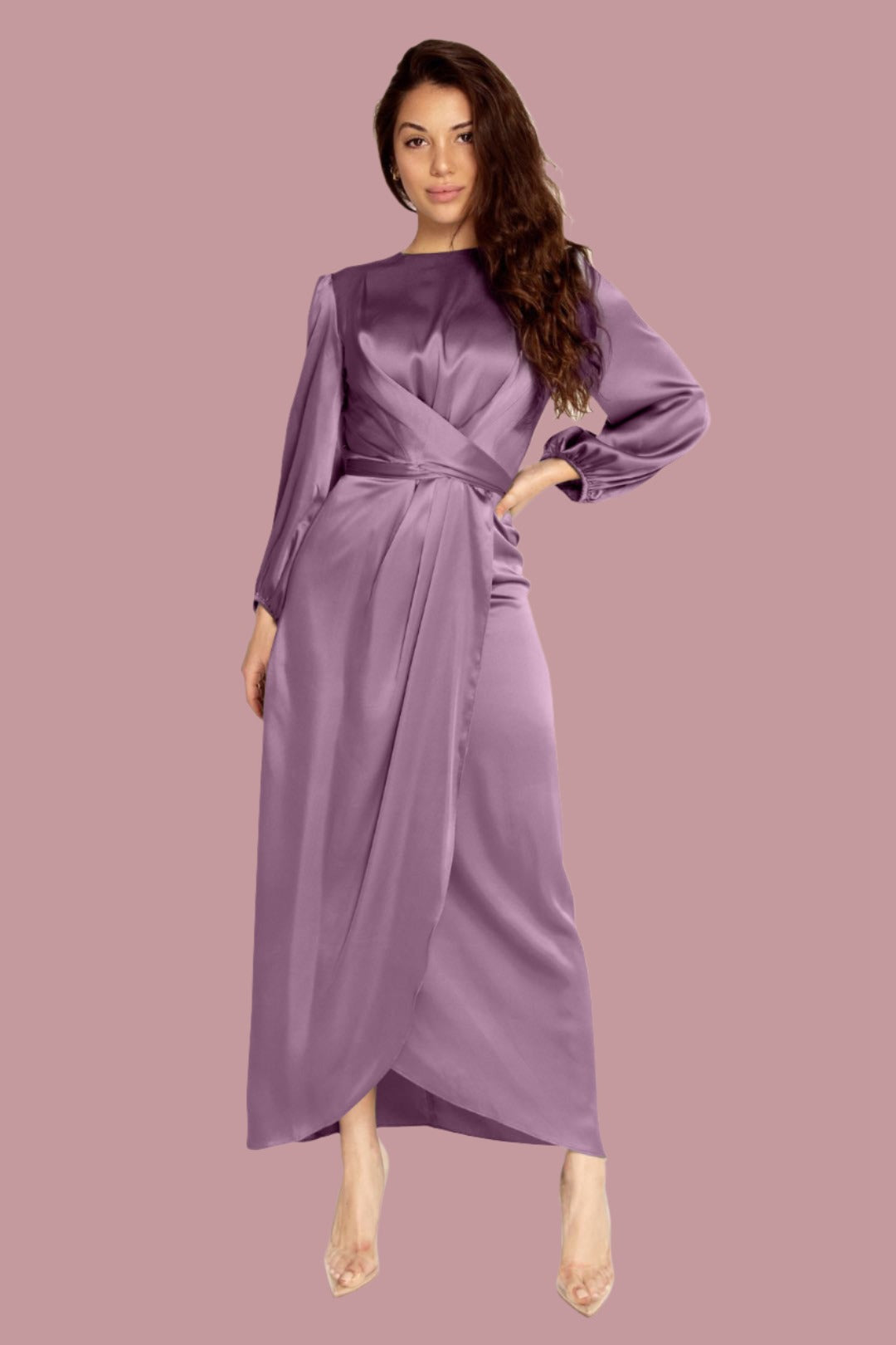 Loriya Feminine Tunic Dress, European And American Dubai Satin Dress