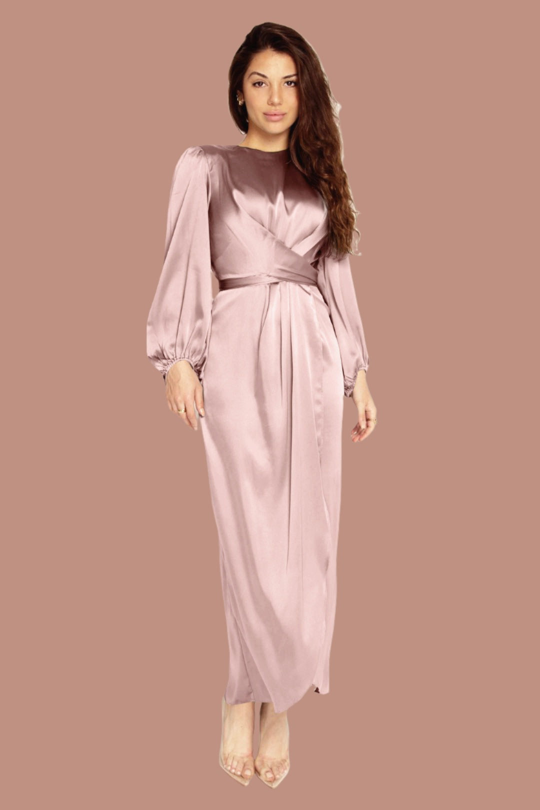 Loriya Feminine Tunic Dress, European And American Dubai Satin Dress