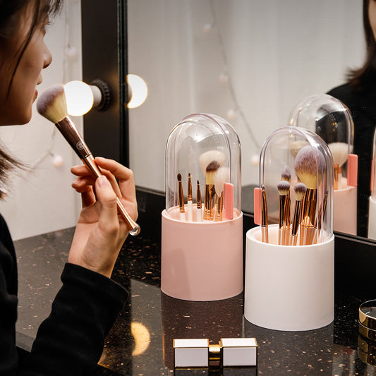 Makeup Brush Storage Box Dustproof Type With Lid Filled With Pearls