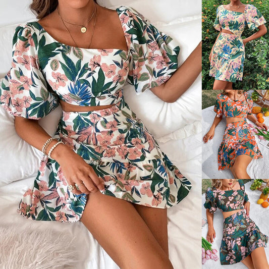 New European And American Women's Plus Size Floral Dress