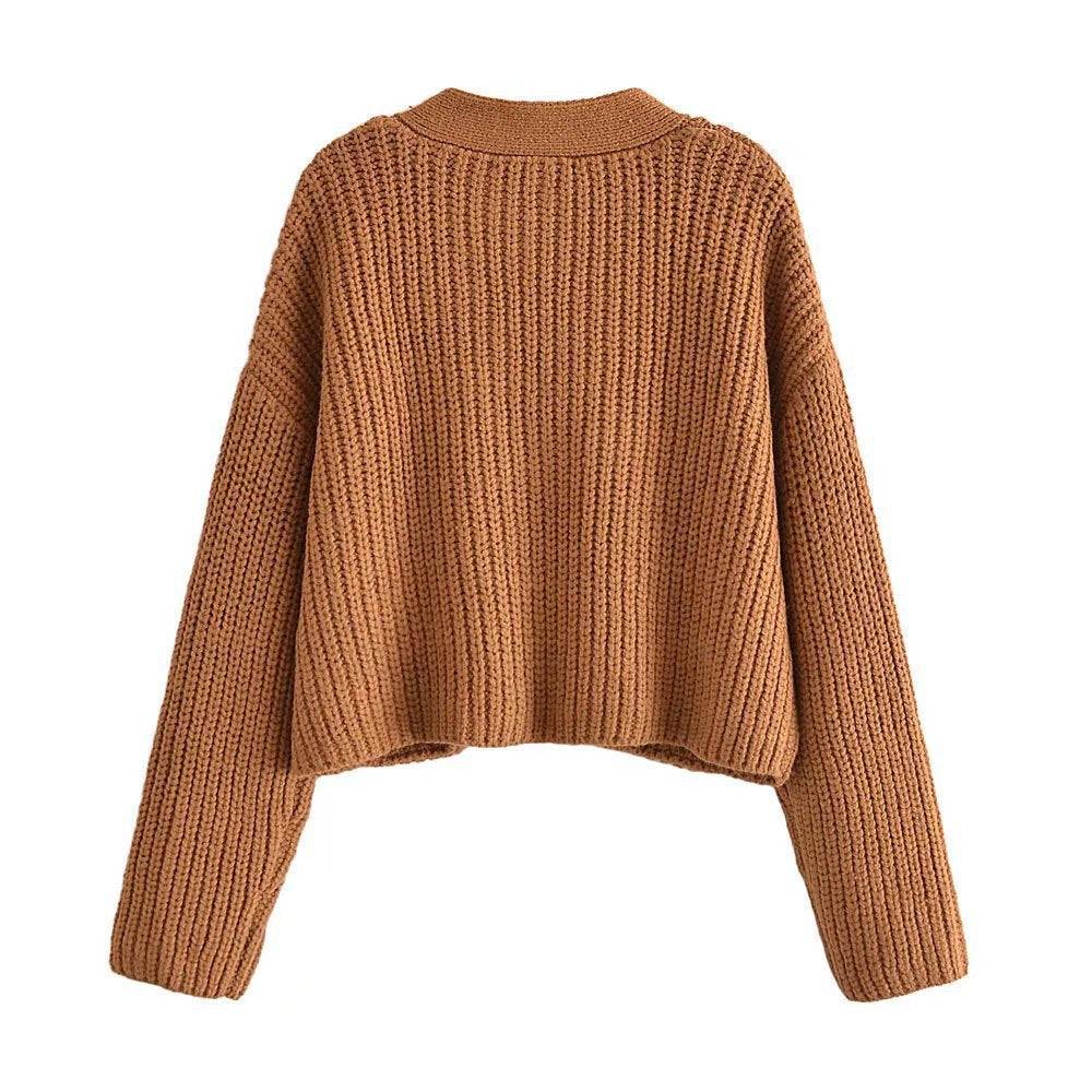 European And American Women's Cardigan Knitted Sweater