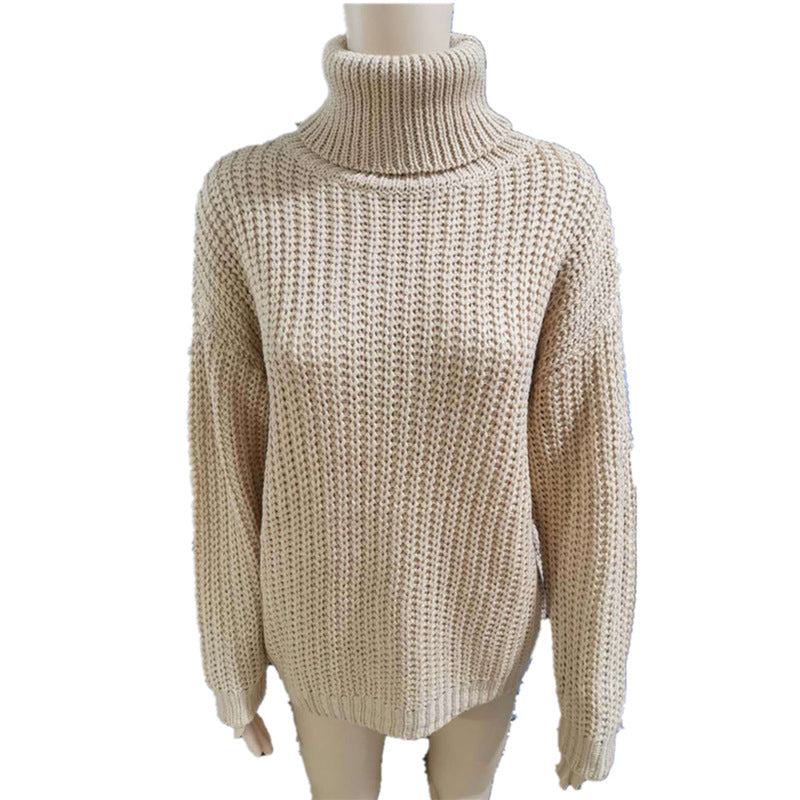 Fashion high neck pullover sweater women