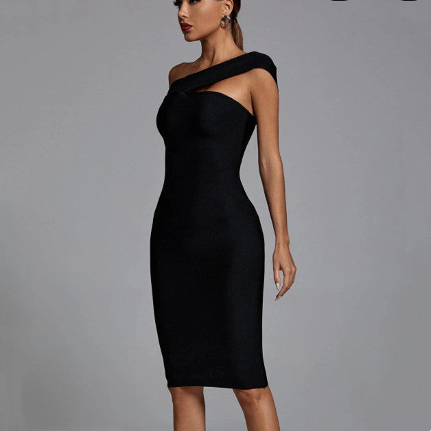 Black Slim Fit Bandage Dress Fashion