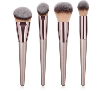 Wooden handle champagne gold makeup brush foundation makeup kit