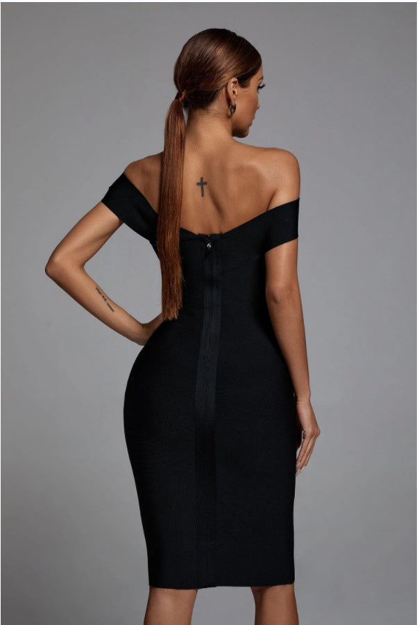 Black Slim Fit Bandage Dress Fashion