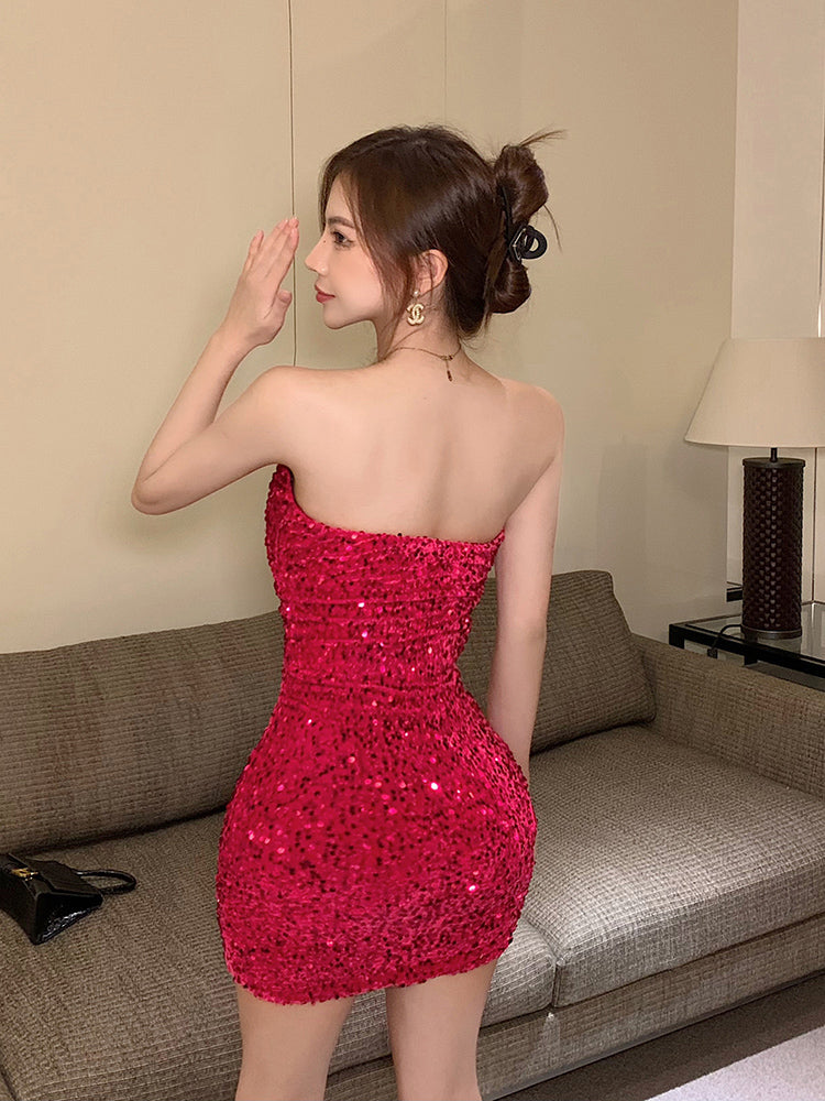 Women's Red Sequined Dress