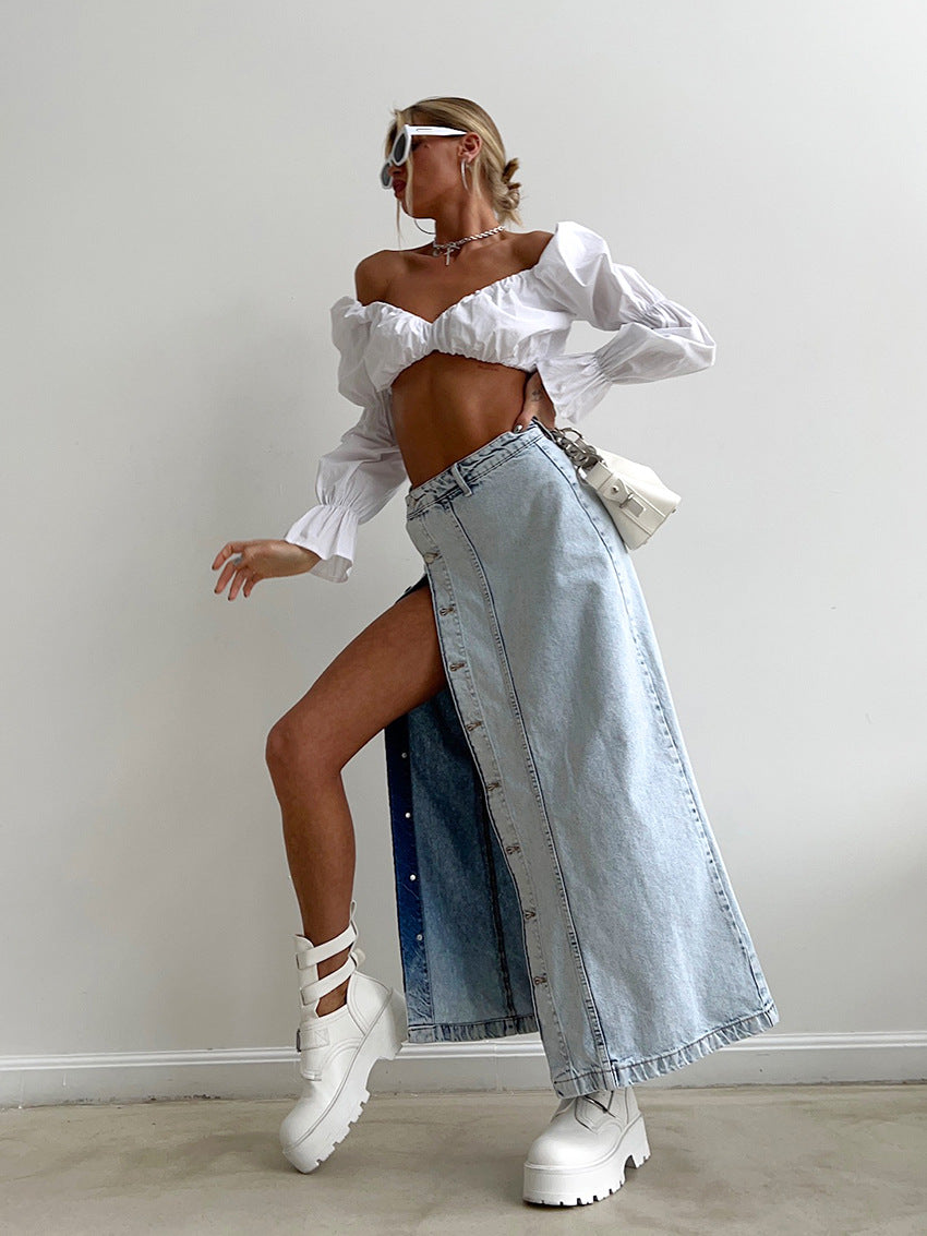 Retro Design Denim Skirt For Women