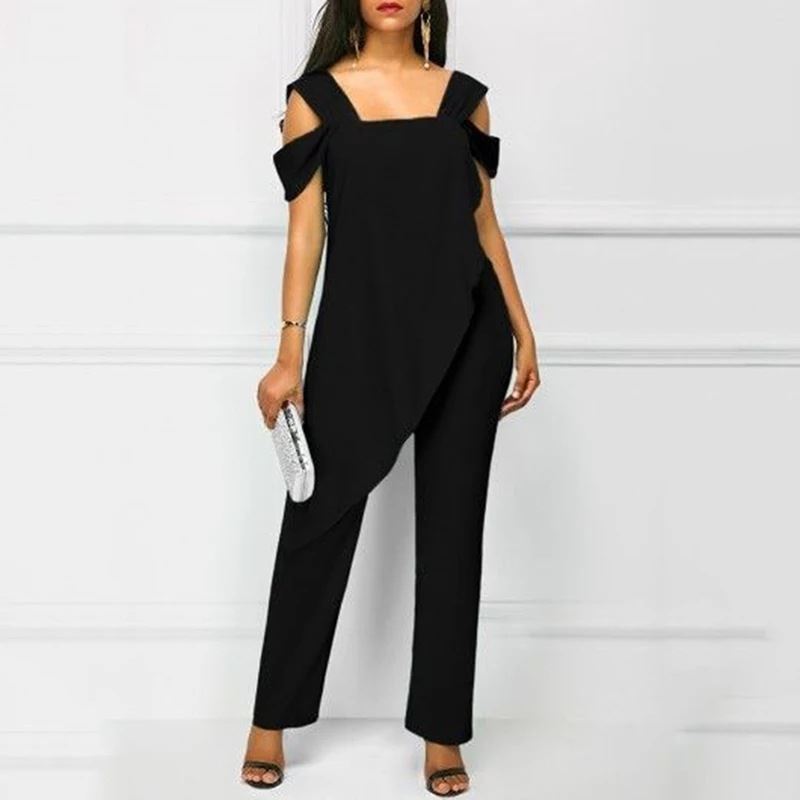 Ladies Sexy Basic Irregular Jumpsuit