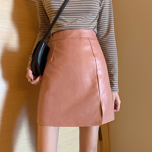 A-line Slim Bag Hip Slit Short Skirt Women