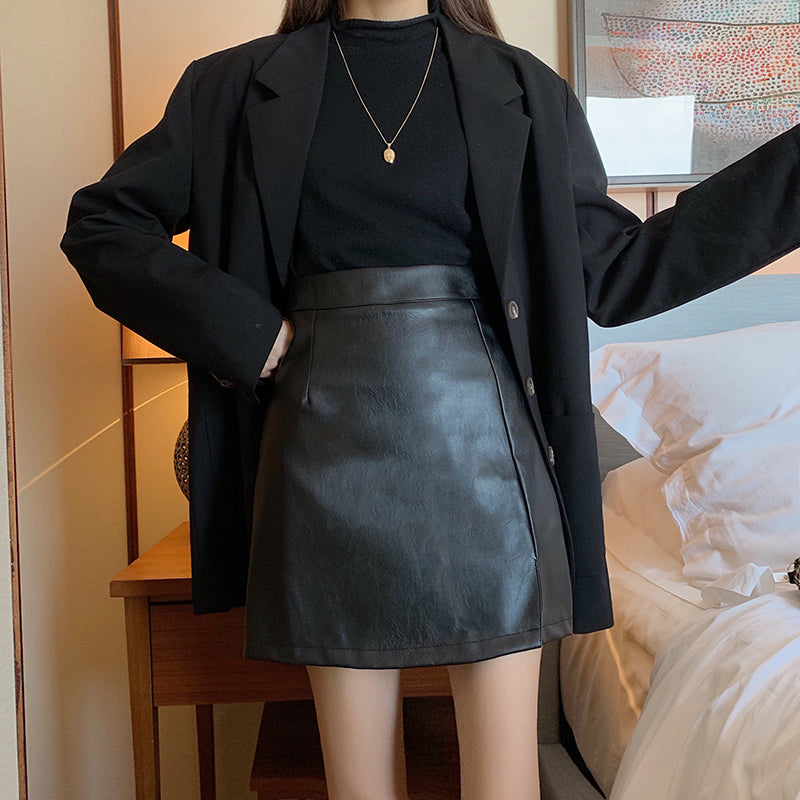 A-line Slim Bag Hip Slit Short Skirt Women