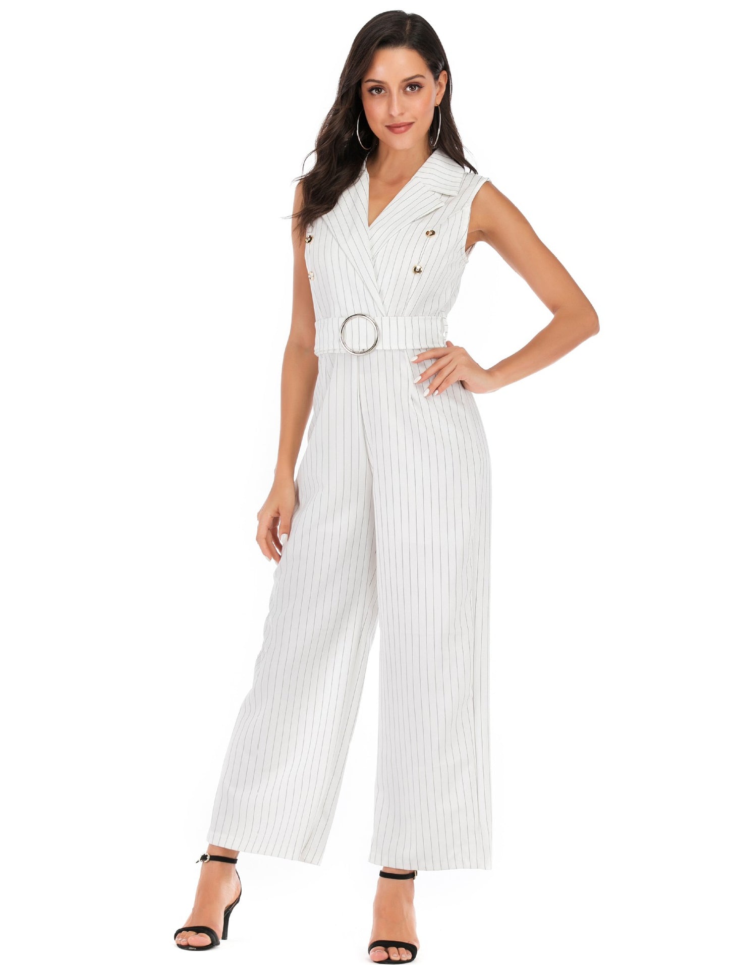 Ladies Hot Sale Sleeveless Suit Belt Jumpsuit