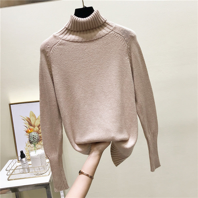 Slim-fit Knit Sweater Women Loose Long-sleeved Pullover Turtleneck Base Sweater