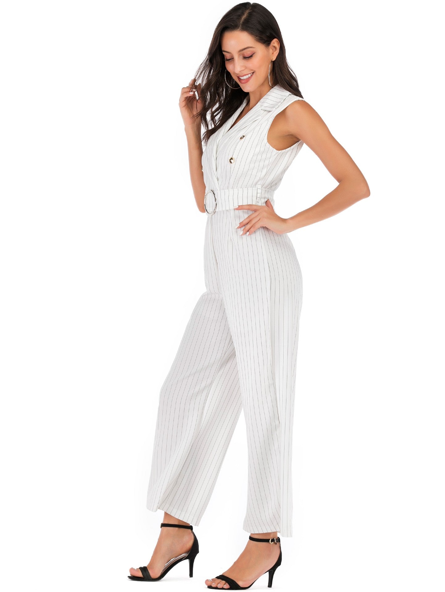 Ladies Hot Sale Sleeveless Suit Belt Jumpsuit