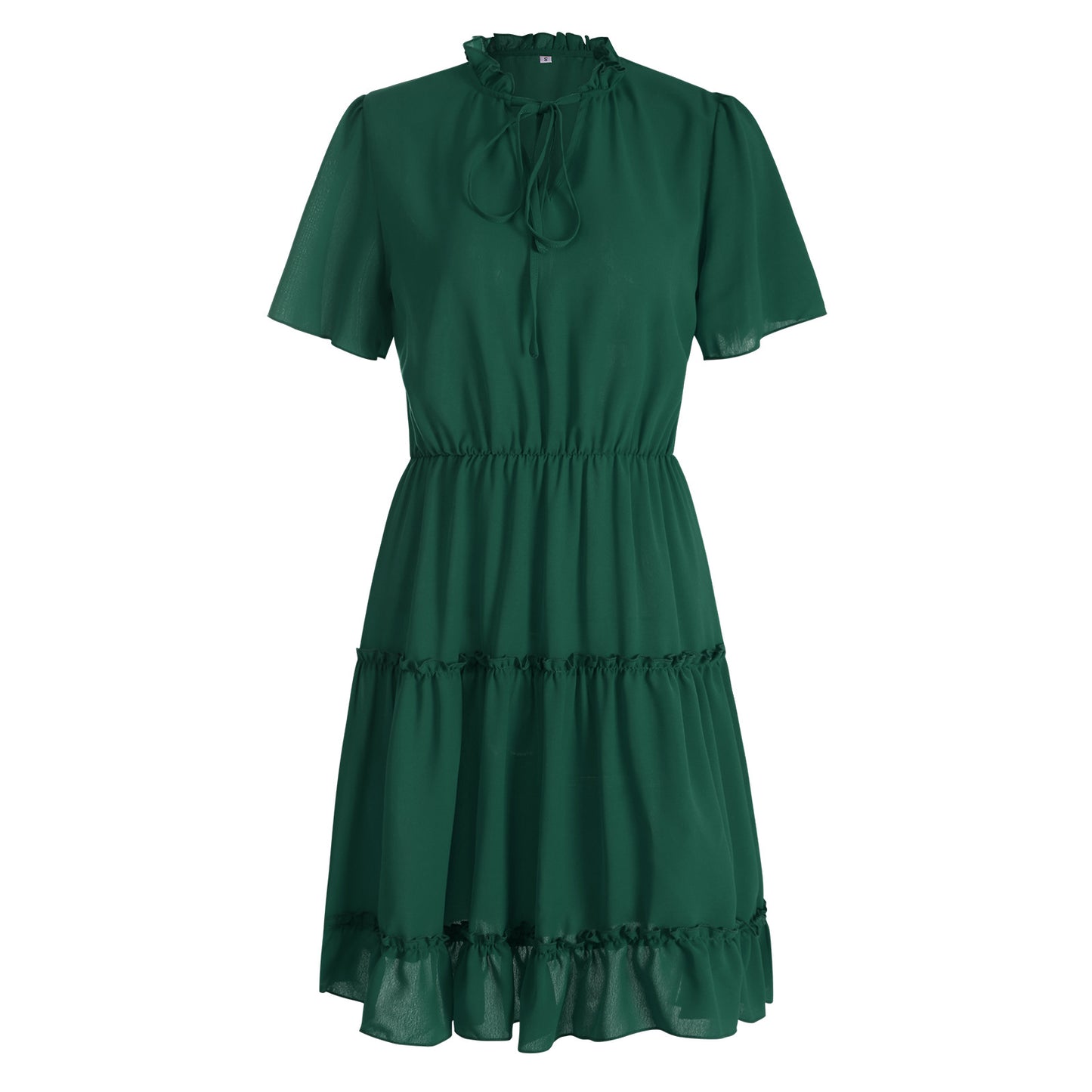 European And American Women's High Neck Loose Ruffle Dress