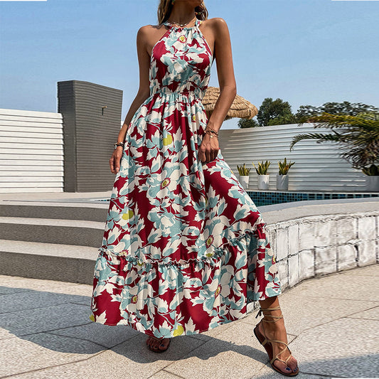 Thin Sleeveless Printing And Dyeing Floral Dress