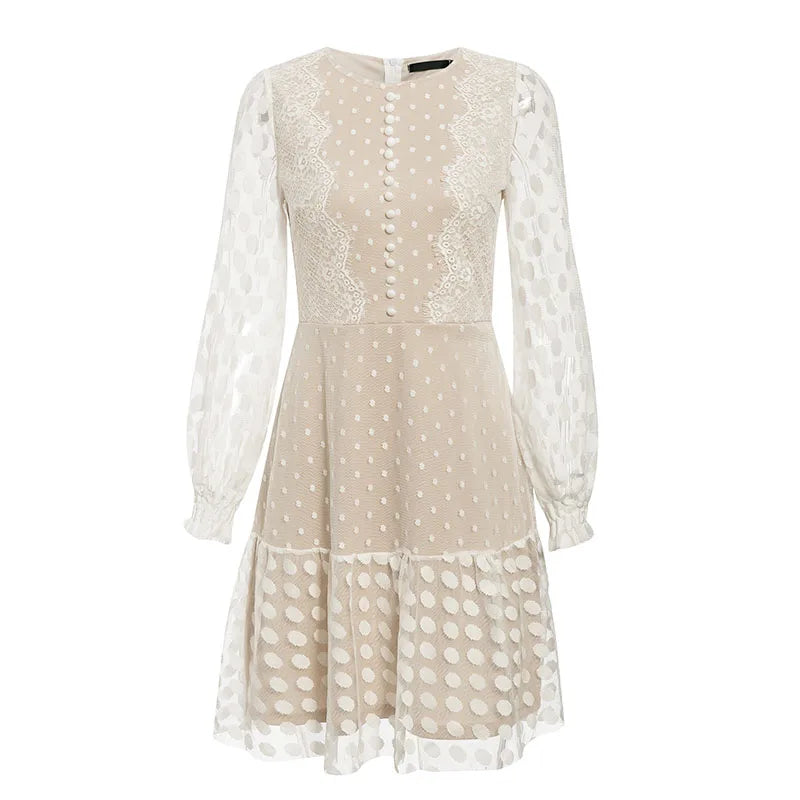 Lace Dresses Women Vintage Embroidery Polka Dresses