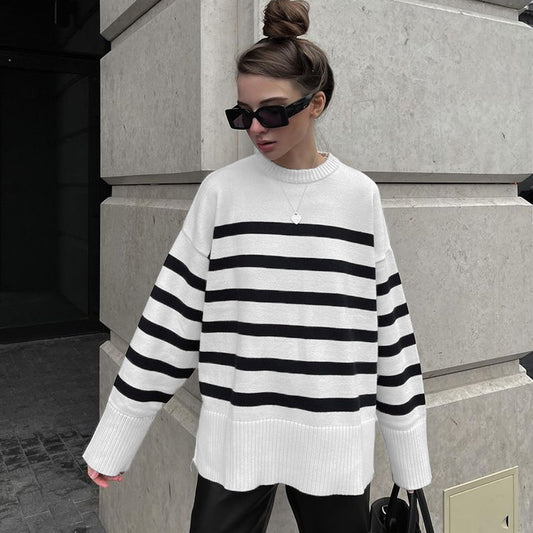 European And American Loose Striped Sweater Women