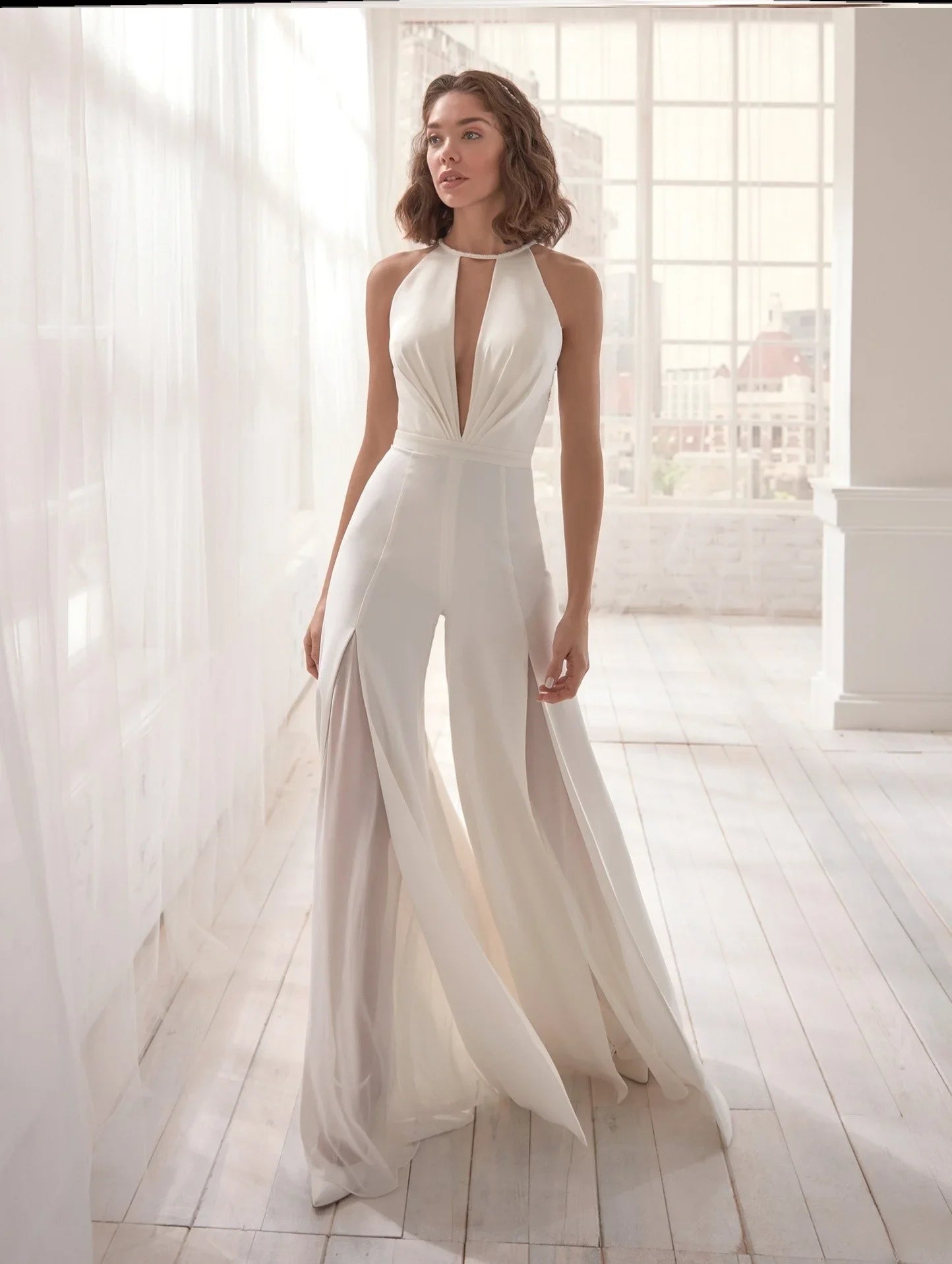 Evening Gown for Women White Jumpsuit Party Fashion