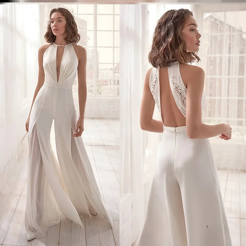 Evening Gown for Women White Jumpsuit Party Fashion