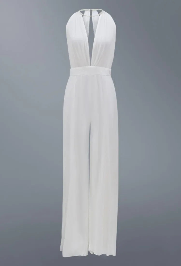 Evening Gown for Women White Jumpsuit Party Fashion