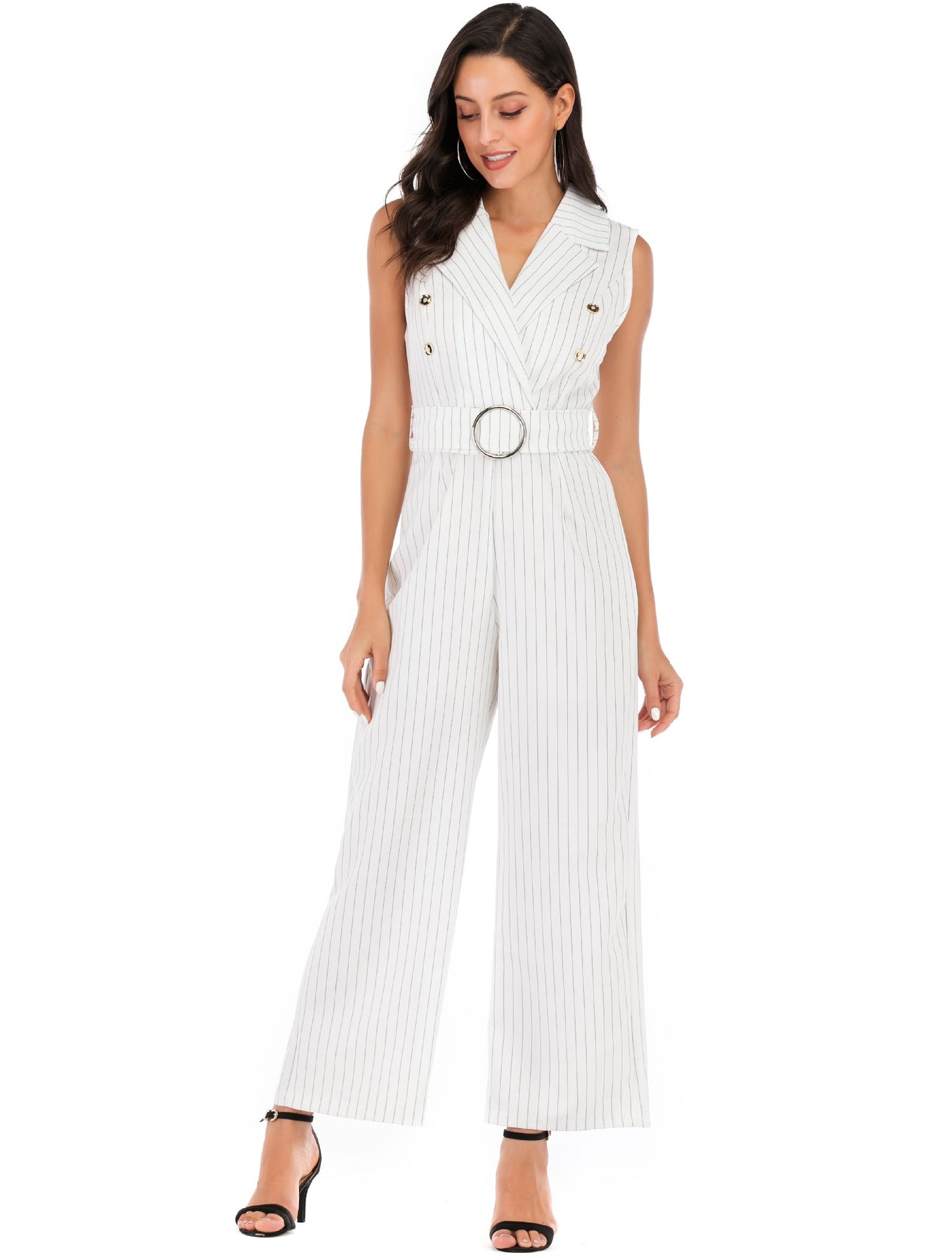 Ladies Hot Sale Sleeveless Suit Belt Jumpsuit