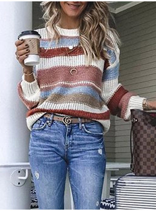 Round Neck Pullover Warm Sweater Fashion Loose Sweater Women