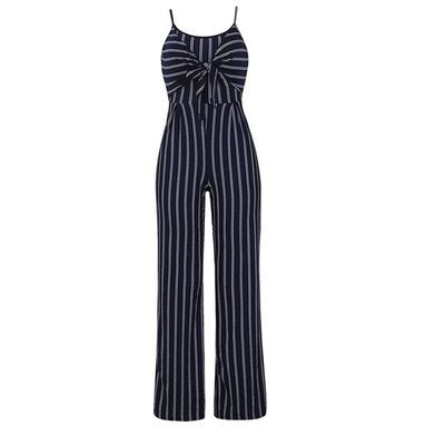 Ladies Sexy Striped Suspender Wide-leg Jumpsuit