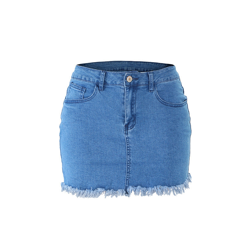 European And American Retro Tassel Denim Skirt Women