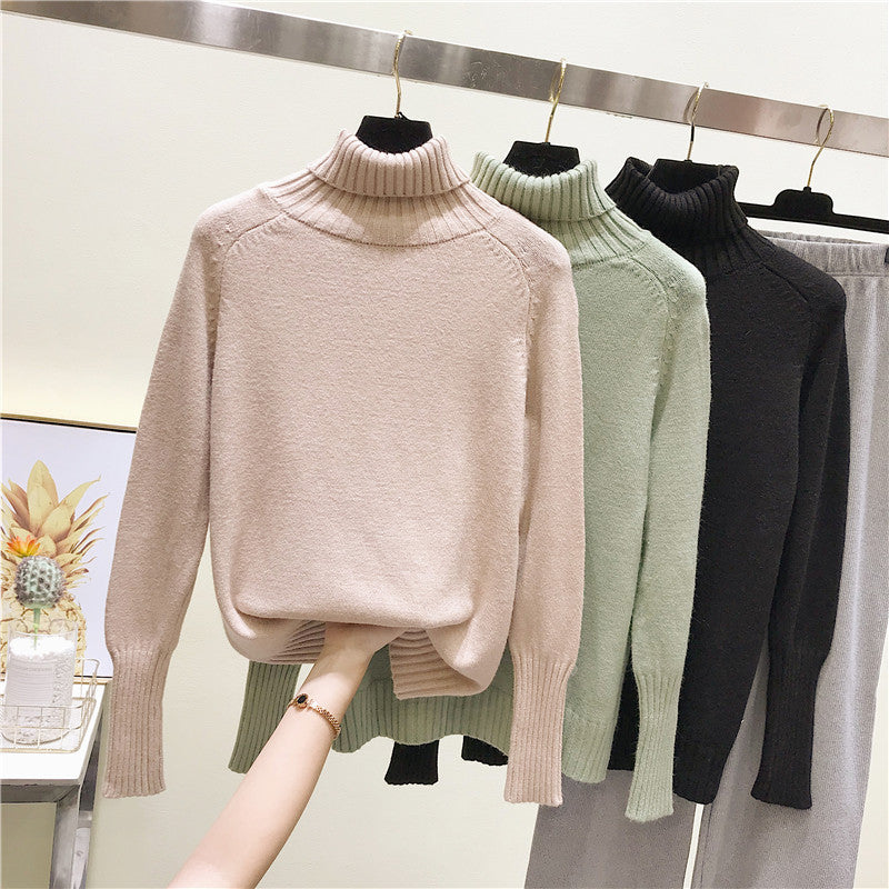 Slim-fit Knit Sweater Women Loose Long-sleeved Pullover Turtleneck Base Sweater